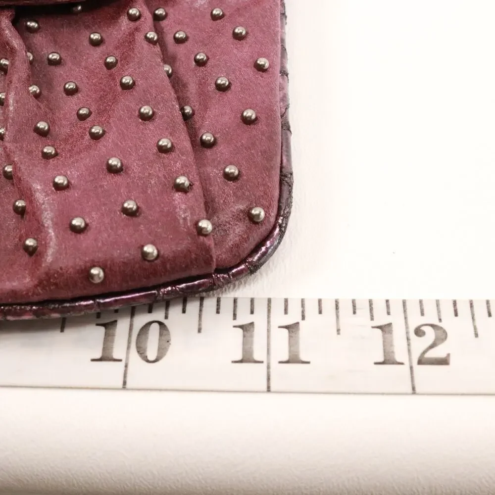 Guess Clutch Handbag Women Small Sangria Red Pewter Studded Purse Pouch Bag